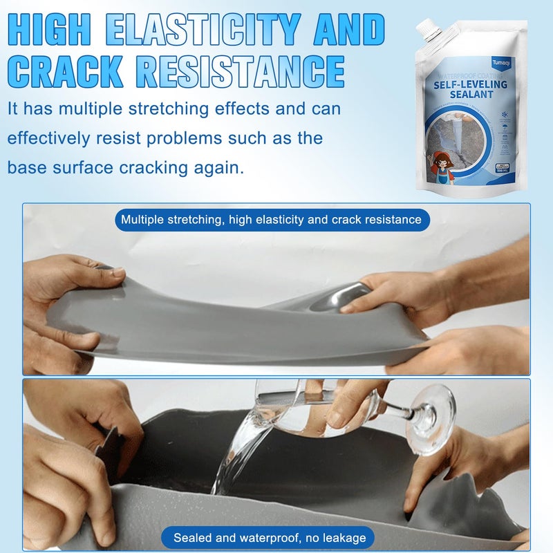 Compensai Concrete Caulking Adhesive,Self Leveling Concrete Crack Filler,Self Leveling Sealant,Heavy Duty Crack Filler for Driveway,Quick Drying Sealant for Professionals(Grey/1Pcs) - Image 4